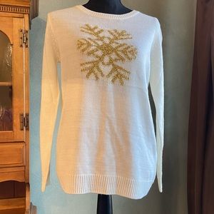 Verve ami sweater w/gold metallic snowfl…
